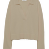 Cashmere Long Sleeve Polo Sweater - Light Camel