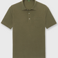 The Sid Mashburn Pima Pique Short-Sleeved Polo in olive green for men features a cut-and-sew collar, two-button placket, single chest pocket, and short sleeves—a refined luxury polo perfect for any occasion.