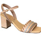 The Ulla Johnson Sofia Sandal by Ulla Johnson is a beige mid-heel block-heeled sandal, featuring an ankle strap and woven detailing on the vegetable-tanned leather strap over the toes.