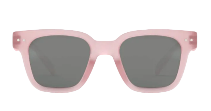 IZIPIZI Kids’ Road Polarized Sunglasses, featuring pink square frames and dark UV-protective polarized lenses, are shown from the front against a white background.
