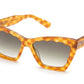 A pair of Krewe Brigitte sunglasses with a tortoiseshell pattern and reflective lenses, offering 100% UVA/UVB protection, on a white background.