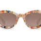 A front view of the Krewe Margaret Mirrored Sunglasses, featuring an oval shape, bubble frame, and dark lenses.