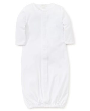 White Kissy Kissy Premier Basics Convertible Gown with long sleeves and a central zipper on a white background.