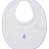 Teddy Bear Time Bib with Hand Emb. - Light Blue