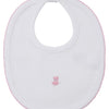 Teddy Bear Time Bib with Hand Emb. - Pink