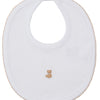 Teddy Bear Time Bib with Hand Emb. - Ecru
