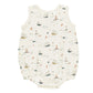 Rylee & Cru’s Baby Boys' Bubble Onesie features a sleeveless design in soft cotton jersey, elastic leg openings, and a nautical sailboat print on an off-white background.