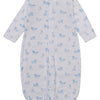 Baby Puppy Paws Printed Convertible Gown - Light Blue