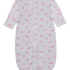 Baby Puppy Paws Printed Convertible Gown - Pink