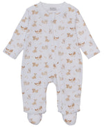 Dress your little one in cozy comfort with the Kissy Kissy Baby Puppy Paws Zip Footie. Crafted from ultra-soft Pima cotton, this adorable footed onesie features a convenient front zipper and an all-over print of playful brown and tan puppies. Perfect for bedtime or play, the Puppy Paws Zip Footie keeps your baby snug and sweet.
