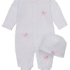Baby Puppy Paws Footie & Hat Set - White/Pink
