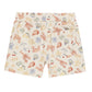 The Rylee + Cru Board Short from Rylee & Cru features playful lobster, seashell, starfish, and anchor patterns in red, blue, and yellow on beige. Equipped with an elastic waistband and a back pocket, these shorts are ideal for pairing with matching swim essentials.