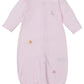 The Kissy Kissy Baby' Safari Wild Striped Hand Emb. Convertible Gown features long sleeves, an elastic bottom, and hand-embroidered safari animals. Made from soft Peruvian cotton for your baby's comfort.