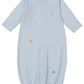 The Kissy Kissy Baby's Safari Wild Striped Hand Emb. Convertible Gown features long sleeves, an elastic hem, and cute embroidered safari animals—perfect for keeping your baby cozy.