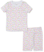 A Kissy Kissy Under the Sea Printed Pajama Set by Kissy Kissy with matching shorts, featuring a colorful under the sea print with stars and turtles, made from soft Pima cotton.