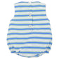 Introducing the Baby Boys’ Broadcloth Benjamin Bubble by The Beaufort Bonnet Company—a sleeveless bubble romper with blue, green, and white horizontal stripes, finished with three white buttons down the back and elastic leg openings. This classic style is inspired by the brand’s signature Benjamin Bubble design.