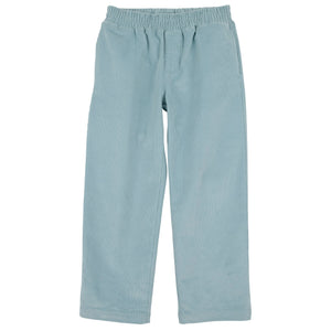Baby Boys’ and Boys’ Corduroy Sheffield Pants in light blue, featuring an elastic waistband and straight legs, from The Beaufort Bonnet Company—shown on a white background.