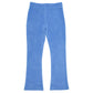 A pair of Girls’ Terrycloth Patty Pants by The Beaufort Bonnet Company, shown in blue with a slight flare at the bottom and displayed laid flat on a white background.