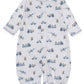 The Kissy Kissy Baby Boys’ Bears on the Go Printed Convertible Gown is crafted from soft Pima cotton and features a charming pattern of blue trucks, teddy bears, and trains. This cozy gown has long sleeves, convenient snap closures, elasticized ankles, and easily converts to a baby playsuit for added comfort and versatility.