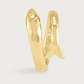 The Milos Fish Ring is an 18K gold plated bypass ring shaped like a fish, featuring a small inset stone near the tail.