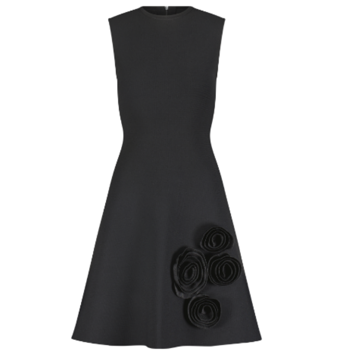 Rose Detail Knit Penelope Dress Black / XL / S25KN3736