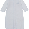 Baby Premier Puppy Paws Hand Emb. Striped Convertible Gown - Light Blue