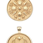 The Jane Win Destination Pendant Necklace Collection includes two round pendants: one with shells, stars, and "P B," the other with moons, a star, and "PALM BEACH"—ideal for layering or wearing alone.
