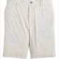 The Fusionn Short by Johnnie-O is a pair of light beige chino-style shorts, knee-length with belt loops, a button closure, and side pockets, crafted from stretch-knit fabric and displayed flat against a white background.