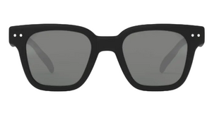 The IZIPIZI Kids’ Road Polarized Sunglasses feature black rectangular frames with a bold, thick design and dark tinted polarized lenses, displayed front-facing against a white background. These fashionable sunglasses provide outstanding UV protection, making them ideal for stylish outdoor adventures on sunny days.