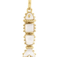 Milos Stone Fish Charm in gold, shaped like a fish and inlaid with white stone segments with a decorative beaded edge.