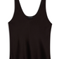The Anine Bing Lea Top, a sleeveless black silk charmeuse tank with a scoop neckline, is displayed laid flat on a white background.