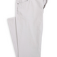 The Johnnie-O Atlas 5-Pocket Pant features light gray, garment-dyed stretch twill with button closure and front pockets, ideal for warm climates, displayed against a white background.