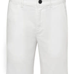 Front view of DL1961 Boys' Jacob Chino Short in plain white, with button closure and belt loops; features breathable, stretch fabric, shown from waist to mid-thigh.