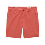 Wanderer Shorts by AG Jeans in a coral hue, expertly crafted from premium Italian fabric with front pockets, belt loops, and a button closure for a tailored finish, displayed flat on a white background.