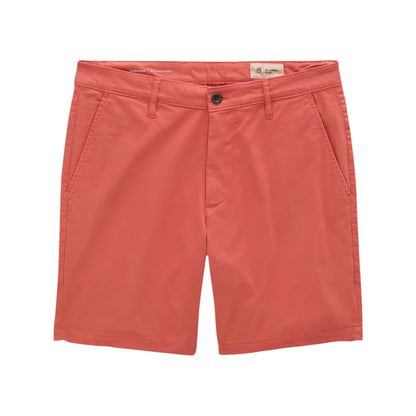 Wanderer Shorts by AG Jeans in a coral hue, expertly crafted from premium Italian fabric with front pockets, belt loops, and a button closure for a tailored finish, displayed flat on a white background.
