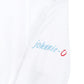 Close-up view of a Johnnie-O Gavin Long-Sleeve Sun Shirt featuring the brand name "Johnnie-O" written in light blue and red on the sleeve, with quick drying fabric for added comfort.