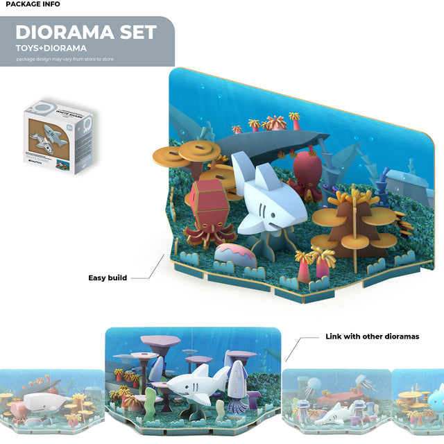 Discover the Halftoys Ocean Friends diorama set, an intricate underwater scene featuring a variety of marine creatures and plants. Easy to assemble and designed to connect with other Halftoys Ocean Friends dioramas for a larger display, this set provides endless creative opportunities for animal puzzle enthusiasts.