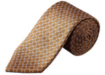 The Eton Geometric Woven Silk Tie, featuring a brown jacquard silk base with a repeating white and light blue geometric pattern, is ideal for enhancing your style at any formal event.