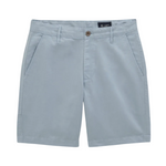 The AG Jeans Wanderer Shorts Linen in light blue feature a slim cut, side pockets, belt loops, and a front button closure—stylish and effortless warm-weather shorts displayed against a white background.