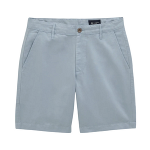 The AG Jeans Wanderer Shorts Linen in light blue feature a slim cut, side pockets, belt loops, and a front button closure—stylish and effortless warm-weather shorts displayed against a white background.
