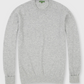 The Sid Mashburn Classic Crewneck Cashmere Sweater in light grey is displayed flat on a white background, featuring long sleeves with ribbed cuffs, collar, and hem.