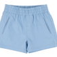 The Beaufort Bonnet Company Baby Boys' and Boys' Prepletic™ Sheffield Shorts in light blue Sarasota Sky, featuring an elastic waistband, two slanted front pockets, and small side slits at the hem, shown on a white background.