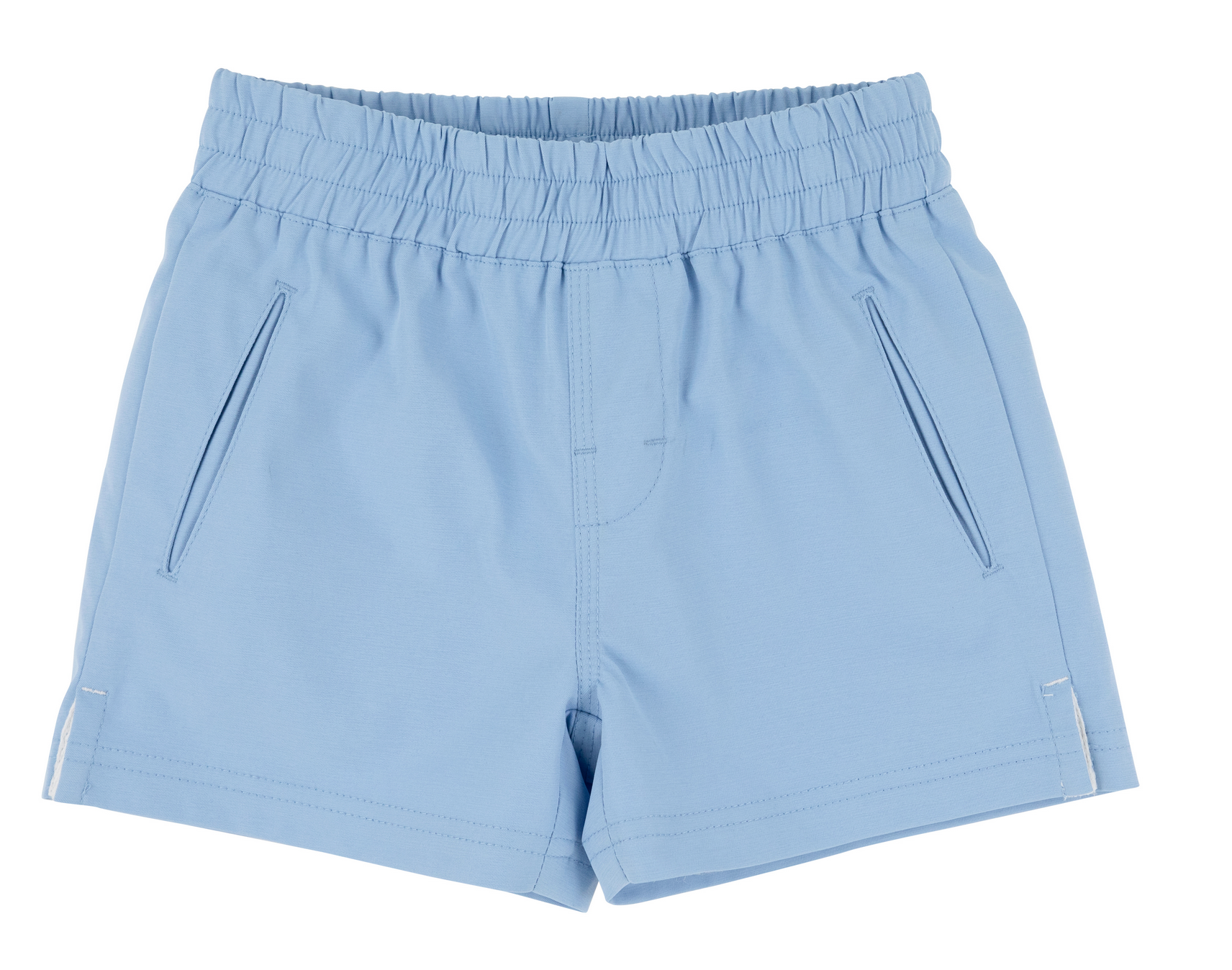 Baby Boys' and Boys' Prepletic™ Sheffield Shorts by The Beaufort Bonnet Company in Sarasota Sky, with an elastic waistband and two front pockets, shown against a white background.