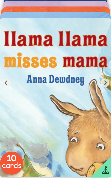 Yoto Card: The Llama Llama Collection by Yoto features a sad Llama Llama on a blue background, with a “10 cards” label in the bottom left corner—perfect for bedtime stories or fans of children’s audio books.