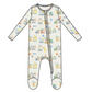 Introducing the Angel Dear Baby Animal Train 2-Way Zip Footie, crafted from soft bamboo fiber with vibrant animal and alphabet designs. This long-sleeve footie features a convenient diagonal zipper closure for easy changes and ultimate comfort.