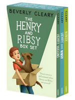 The Henry and Ribsy 3-Book Box Set by Harper Collins features cover art by Jacqueline Rogers showing a boy holding a dog in a cardboard box.