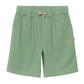 The Boys' Cotton Rustic Bermuda Short by Arsene & Les Pipelettes comes in light green textured cotton, with an elasticated waist and striped drawstring, handy side pockets, and small orange "AP" initials on the left leg.