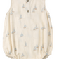 The Baby Boys' Beau Romper by Rylee & Cru features a sleeveless cream design with blue and beige sailboat print, sea green accents, two chest buttons, and bottom snaps—perfect for summer.