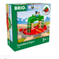 Box of Brio's BRIO World Turntable & Figure toy set, designed for children aged 3 and up, includes a BRIO World railway turntable along with a figure, tracks, and track connection points for seamless play.