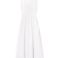 White cotton gauze Xirena Arwen dress with a cinched waist and a flared skirt on a white background.